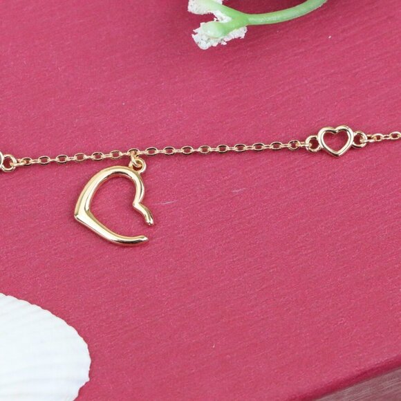 "Delicate Rose Gold Heart Bracelet with Adjustable Chain Extender, XPBL0863 - Picture 11 of 12